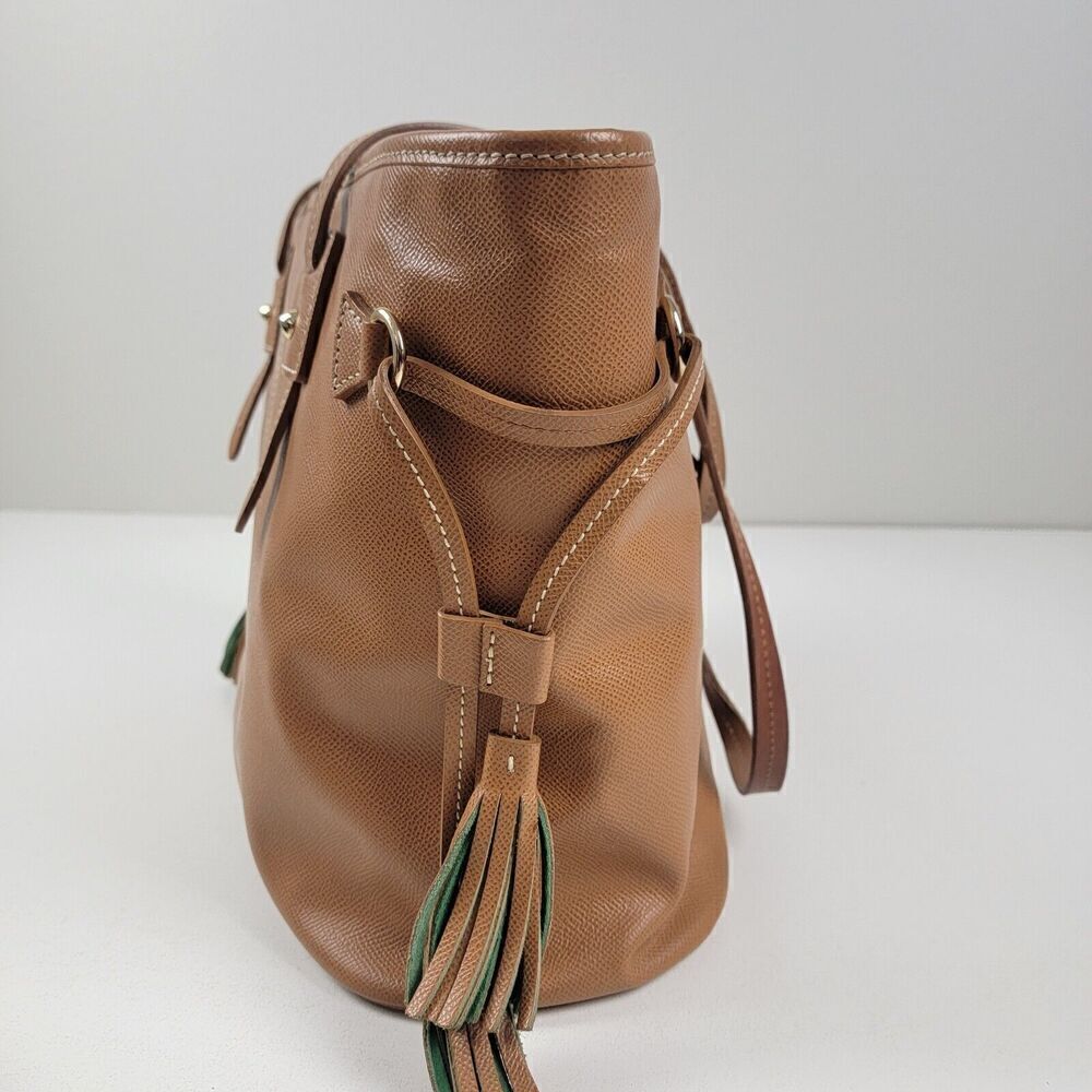 Dooney & Bourke Davis Tassel Saffiano Zip Shopper Tote Pebble Tan Leather Purse - Picture 4 of 16